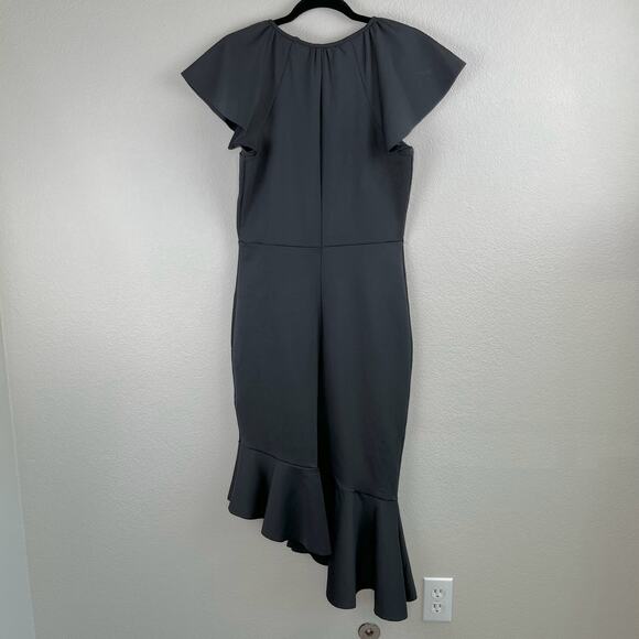 Rachel Parcell Black Ruffle Interlock Scuba Asymmetric Midi Dress XL NWOT - Picture 13 of 13